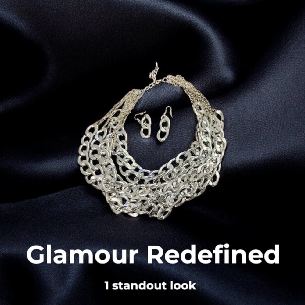 Elegant Silver Chain Necklace and Earring Set
